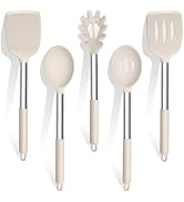 TeamFar Cooking Utensils Set, 5 PCS Silicone Kitchen Utensils with Stainless Steel Handle for Non...