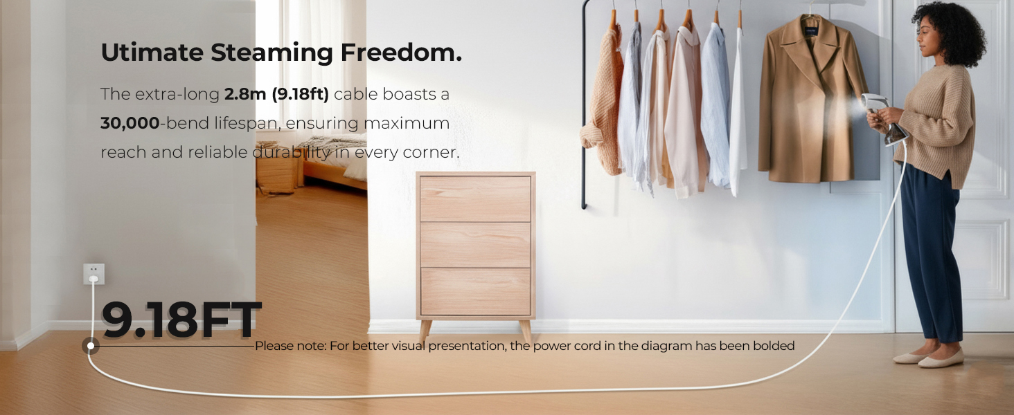 long power cord utimate steaming freedom