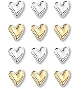 Cute Heart Decorative Magnets,Gold and Silver Fridge Magnets, Small Home Kitchen Magnets Set Deco...