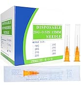 100Pack 25 Gauge 1/2 Inch Syringe Needles, Disposable Luer Lock Sterile Supplies
