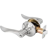 RAFECIEE Lever Door Handle with 3 Keys - Reversible Satin Nickel Entry Lock for Interior/Exterior...