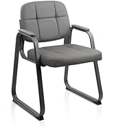 CLATINA Waiting Room Guest Chair with Bonded Leather Padded Arm Rest for Office Reception and Con...