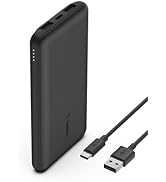 Belkin Portable Charger, USB-C Power Bank 10k w/ 1 USB-C Port and 2 USB-A Ports with USB-A to USB...