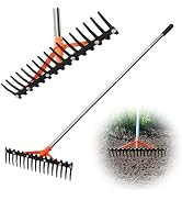 CKLT Garden Rake 17 Tempered Spring Steel Tines Heavy Duty Rake for Lawns Bow Rakes Metal Rakes w...