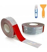 WENFUMUSIC DOT-C2 Reflective Tape 2" x100ft -Outdoor Waterproof Reflective Stickers, Red & White ...