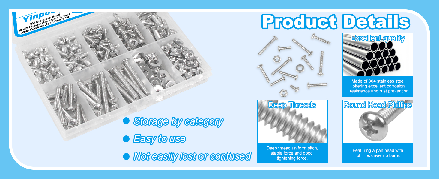 Phillips Pan Head Machine Screws Nuts Washers Assortment Kit