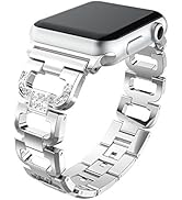 Strap Compatible with Apple Watch 41mm Band - Metal Stainless Steel with Crystal Diamond Shiny Rh...