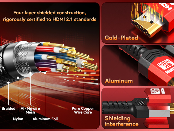 hdmi 2.1 cables heavy duty 8k hdmi cable in wall rated low latency hdmi 2.1 low loss 8k hdmi