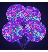 Mega-L Glow in the Dark Party Supplies, 4 Pcs Round Neon Balloons Fluorescent Painted Balloons fo...