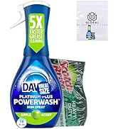 Dawn Platinum Powerwash Concentrated Dish Spray, Apple Scent, 16 Fl Oz bundled with Heavy Duty Sc...