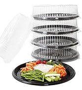 Heavy Duty, Recyclable 16 In. Serving Tray and Lid 5pk. Large, Black Plastic Party Platters with ...