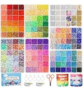 Redtwo 23000 Pcs Clay Beads Bracelet Making Kit 144 Colors 7 Boxes Flat Polymer Heishi Beads Set ...