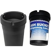 Ash Bucket Ash Trays – Jumbo and Regular Size Set – Portable Outdoor & Car Ashtray with Lid – Hea...