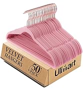 Ulimart Anti-Slip Pink Velvet Hangers, 50 Pack, Non-Toxic, Durable, Space-Saving, Holds Up to 15 lbs