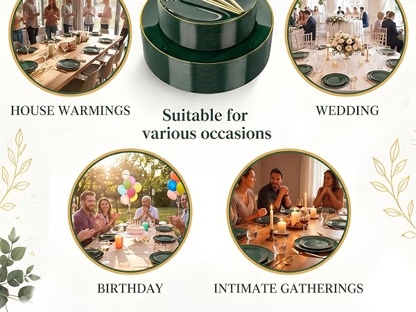 Green disposable plastic plates