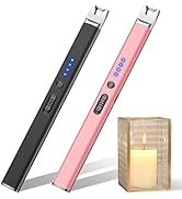LcFun 2 Pack Candle Lighter Electric USB Rechargeable Plasma Arc Lighter with Safety Lock, Windpr...