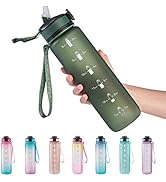EYQ 32 oz Water Bottle with Time Marker, Carry Strap, Leak-Proof Tritan BPA-Free, Ensure You Drin...