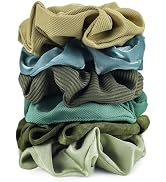 Scrunchies for Women Girls 6Pcs Green Satin Scrunchies for Long Thick Hair Ultra Textured Soft Co...