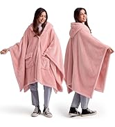 Bedsure Blanket Poncho for Women, Hooded Wearable Fleece Blanket for Adult, Winter Poncho Shawl W...