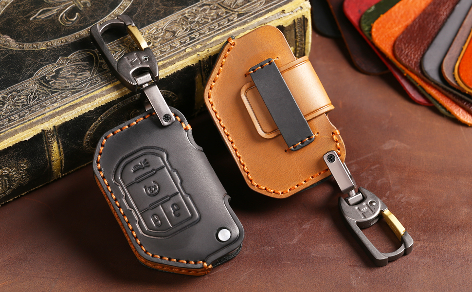Leather car key cover