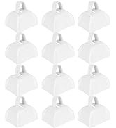 Cow Bells Noise Makers for Sporting Events: 12 Pcs Small White Cowbells with Handle Loud Bells Bu...