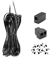 Long Telephone Extension Cord 33 FT(10m), Black, Phone Cable Line Wire with Standard RJ11 Plug, 1...