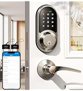 Veise RZ06B Smart Lock for Front Door, 2 Lever Handle Set, Keyless Entry Deadbolt, App Control, E...