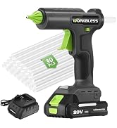 WorkBless Cordless Hot Glue Gun Full Size,Hot Glue Gun with 20V 2000mAh Battery & 30pcs 11mm Clea...
