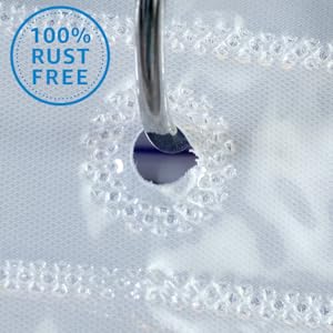 no rust, rust free, rust proof, plastic, peva, easy hang, clean, shower, bathroom, rod, metal