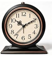 Noubnea Loud Alarm Clock for Heavy Sleepers Adults, 4.5" Vintage Retro Bedside Clock with Wood Gr...