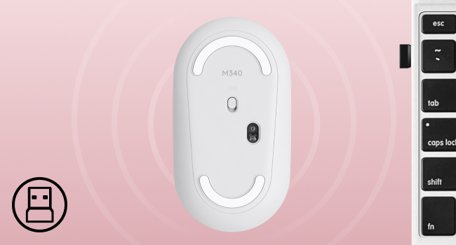 zoom of the bottom side of m340 collection compact wireless colorful mouse