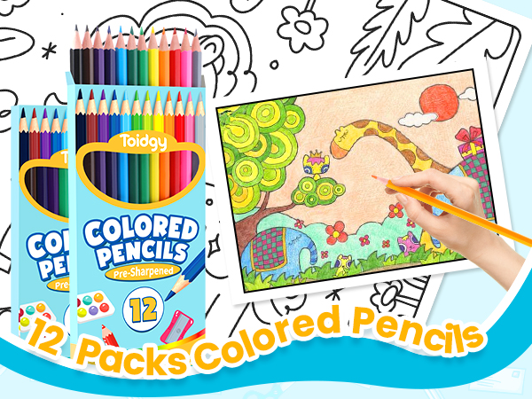 Colored Pencils Bulk, 12 Packs Colored Pencils for Kids