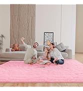Mhyup Pink 8x10 Area Rugs for Living Room Bedroom, Fluffy Large Rug Soft Shag Non-Slip Carpet for...