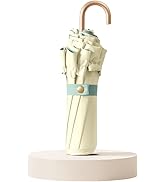 Travebo Floral Edge Travel Folding Umbrella with Golden Hook-Shaped Handle for Women Girls Kids/P...
