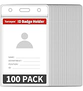 Turxayox 100 Pcs Clear ID Badge Holder, Vertical Plastic Name Tag Protector, Key Card Cover Sleev...