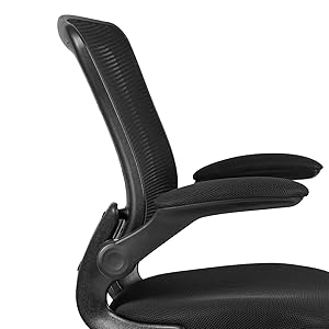 Mid-Back Black Mesh Ergonomic Drafting Chair with Adjustable Foot Ring and Flip-Up Arms