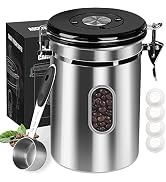 1800ML Airtight Coffee Canister with Date Tracker Transparent Window, 22.8OZ Coffe Beans Storage ...
