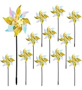 winemana 12 Pcs Reflective Pinwheels Outdoor, Wind Spinners for Yard & Garden, Sparkly Bird Repel...