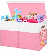 Mabahoo Large Toy Box, Collapsible Sturdy Storage Organize Chest Boxes With Lids, 25"x13"x16" Kid...