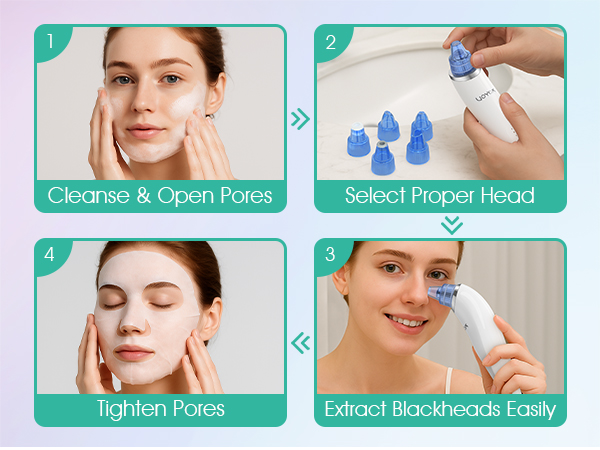 Powerful suction Effectively remove stubborn blackheads