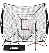 Gonex 7' x 7' Baseball Softball Practice Net Set with Batting Tee for Hitting and Pitching Battin...
