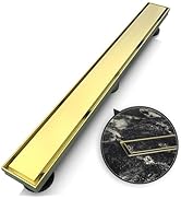 WEBANG 24 Inch Shower Linear Gold Drain Rectangular Floor Drain with Accessories Reversible 2-in-...