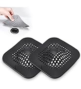 Hair Drain Catcher,Raised Square Shower Drain Covers with Suction Cup,Easy to Install for Pop-up ...