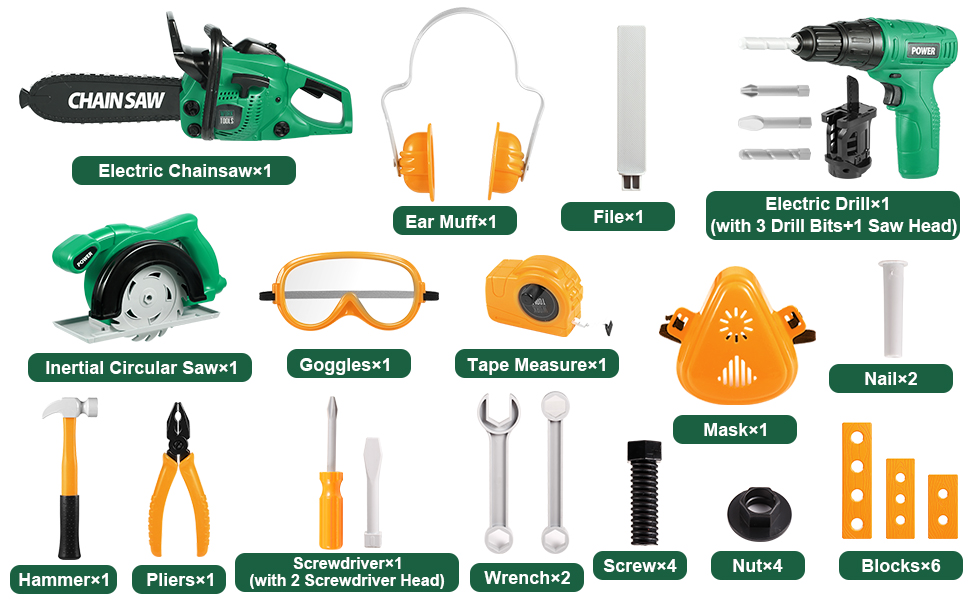 36pcs Pretend Play Toy Tools for Toddlers