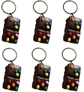 Frinnovan, 6 Pack Simulated Chocolate Cake Novelty Keychains Artificial Cute Dessert Food Funny K...
