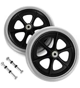 LDXDRU 2Pcs 8 Inch Replacement Walker Wheels, Wheelchair Front Wheels with 2 Axles, Rubber Rollat...