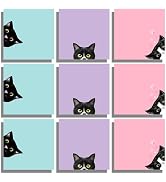9 Pads Black Cat Sticky Notes Set, Pink Self-Stick Note Pads, Cute Memo Pads Super Adhesive Note ...
