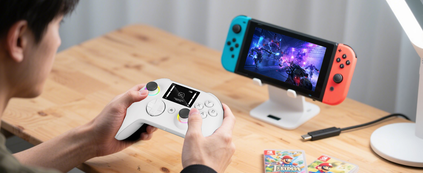 A person playing a game on Switch using a Controller Wireless