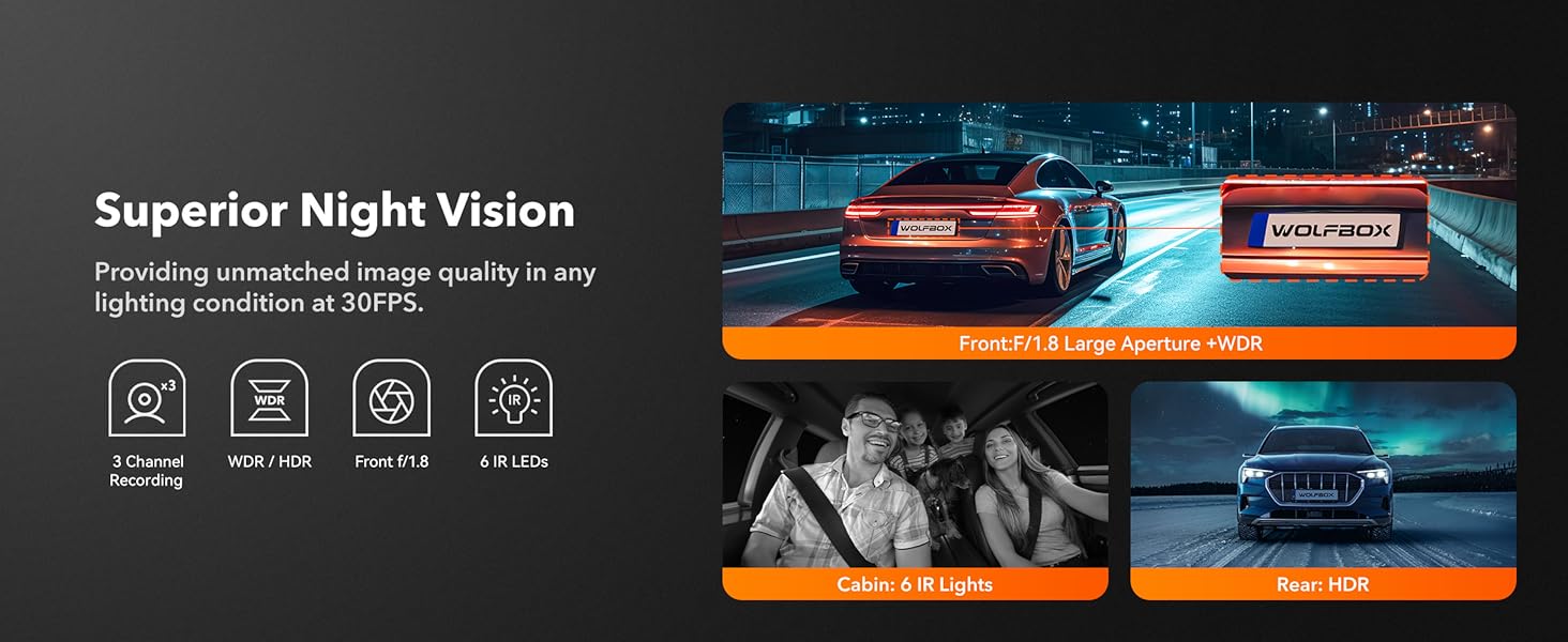 3 lens car camera recorder