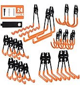 AOBEN 24PCS Garage Hooks, Heavy Duty Double Garage Hanger Organizer Wall Mount Iron Anti-Slip Gar...